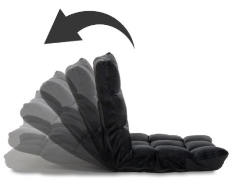 Czarny fotel podłogowy Relax Lounger, welur, 5 pozycji