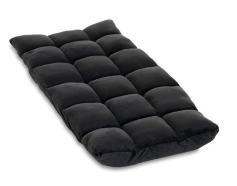 Czarny fotel podłogowy Relax Lounger, welur, 5 pozycji