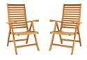 Divero 2 krzesła ogrodowe teakowe z regulacją i składaniem