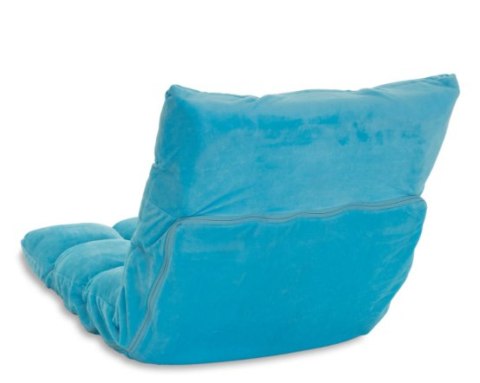 Fotel podłogowy Relax Lounger niebieski, składany, welur