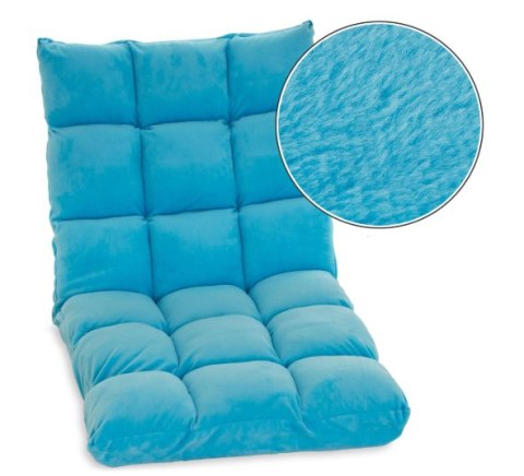 Fotel podłogowy Relax Lounger niebieski, składany, welur