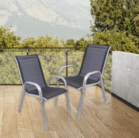 Krzesło ogrodowe BARI czarne, stalowe, sztaplowane 90x55x65
