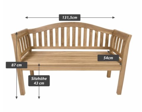 Ławka ogrodowa z drewna teakowego 2-osobowa, ręcznie robiona