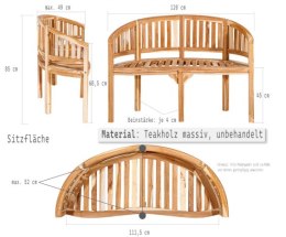 Ławka ogrodowa z drewna teakowego, klasyczny design, 120 cm