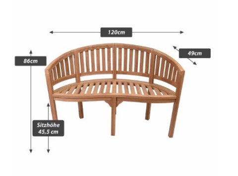 Ławka z drewna teakowego 120 cm, odporna na warunki pogodowe