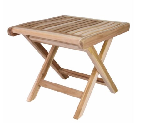 Składany stołek z drewna tekowego do łazienki i przedpokoju