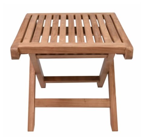 Tekowy stołek składany do łazienki i przedpokoju, 43 cm