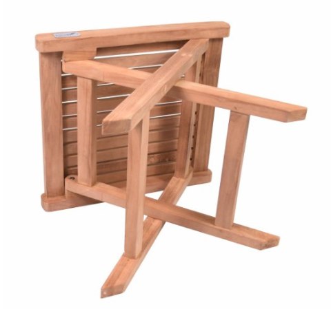 Tekowy stołek składany do łazienki i przedpokoju, 43 cm