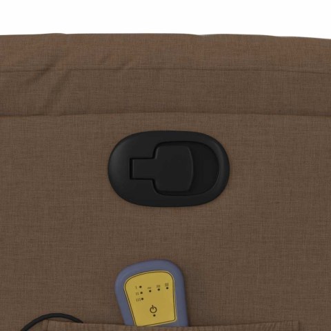 Rozkładany fotel masujący, brązowy, obity tkaniną