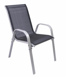 Zestaw 4 krzeseł ogrodowych BARI, stal i tekstylen, czarne