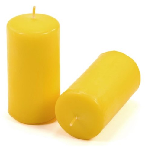 Żółte świece słupkowe 5x10 cm, 16 sztuk, długi czas palenia