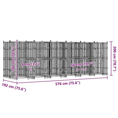 Kojec zewnętrzny dla psa, stalowy, 11,06 m²