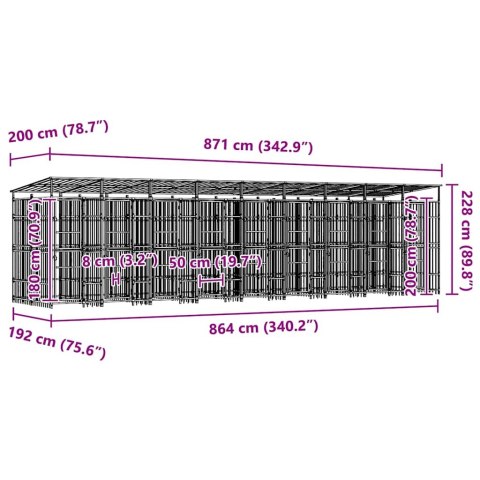 Kojec zewnętrzny dla psa, stalowy, 16,59 m²