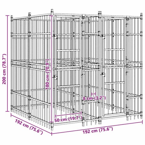 Kojec zewnętrzny dla psa, stalowy, 3,69 m²