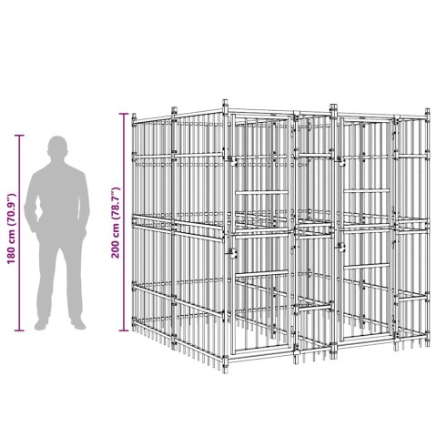 Kojec zewnętrzny dla psa, stalowy, 3,69 m²