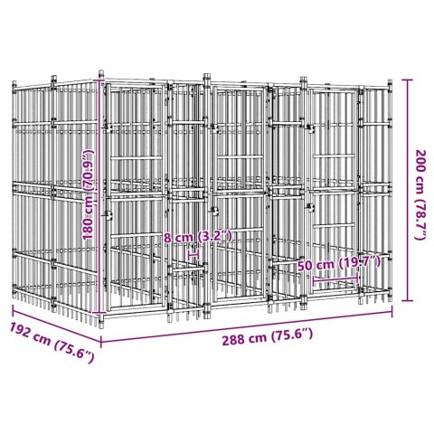 Kojec zewnętrzny dla psa, stalowy, 5,53 m²