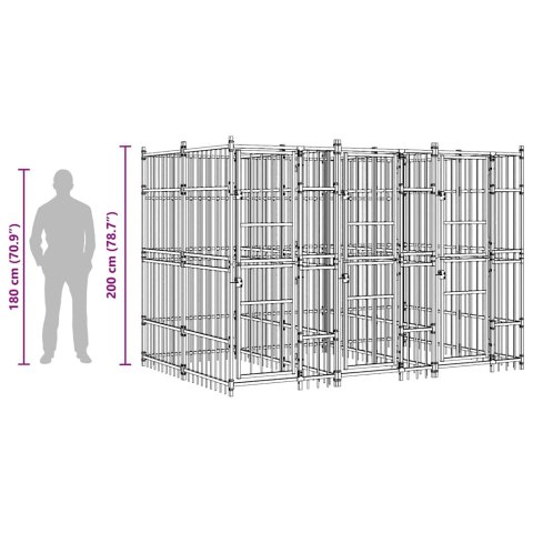 Kojec zewnętrzny dla psa, stalowy, 7,37 m²