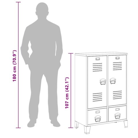 Metalowa szafa w industrialnym stylu, 67 x 35 x 107 cm, czarna