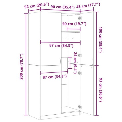 Szafa, biała, 80 x 50 x 171,5 cm, lita sosna, seria Panama