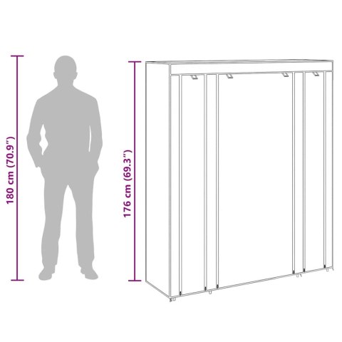 Szafa materiałowa z przegrodami i drążkiem na wieszaki, brązowa