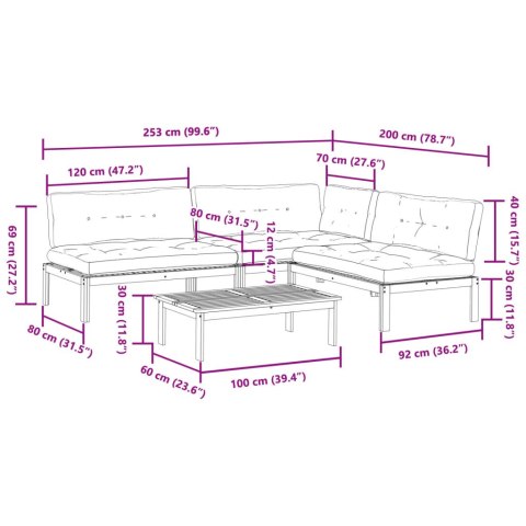 4-cz. zestaw wypoczynkowy do ogrodu, z poduszkami, akacjowy