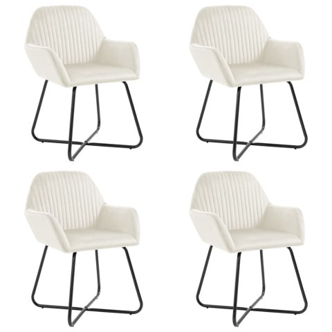 Krzesła stołowe, 4 szt., kremowe, obite aksamitem