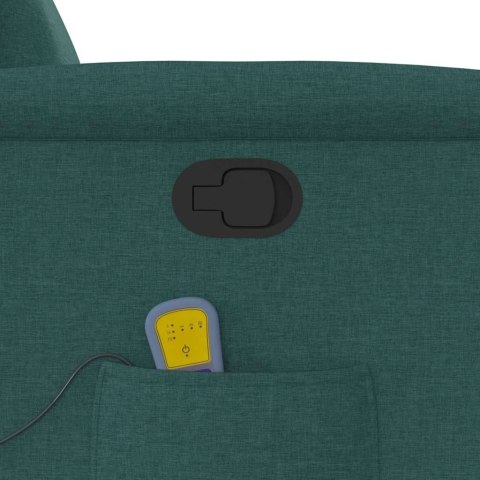 Podnoszony fotel masujący, rozkładany, ciemnozielony, tkanina