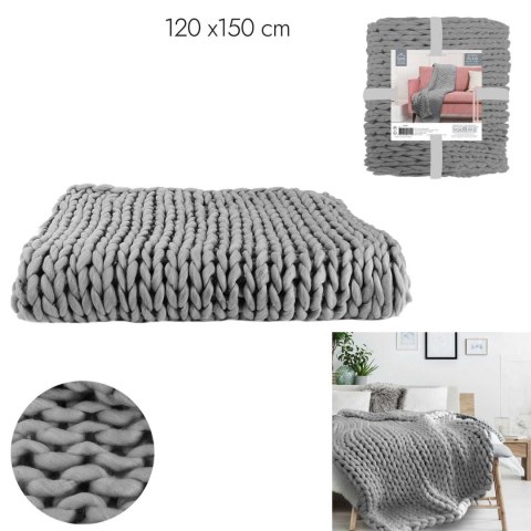 Koc Chunky gruby szary dzianinowy