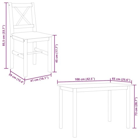 5-częściowy zestaw mebli do jadalni, brązowy i biały