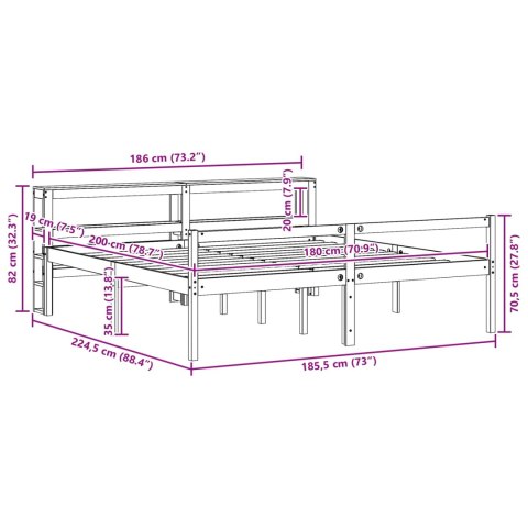 VidaXL Ramka łóżka Z zagłówkiem 2 pcs Woskowy Brąz Lite drewno sosnowe
