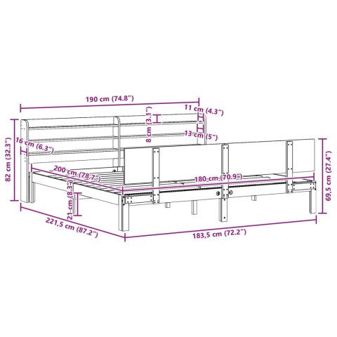 VidaXL Ramka łóżka Z zagłówkiem 2 pcs Woskowy Brąz Lite drewno sosnowe