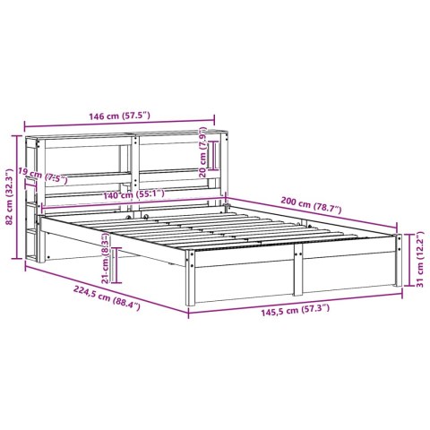 VidaXL Ramka łóżka Z zagłówkiem 2 pcs Woskowy Brąz Lite drewno sosnowe