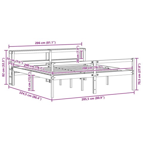 VidaXL Ramka łóżka Z zagłówkiem 2 pcs Woskowy Brąz Lite drewno sosnowe
