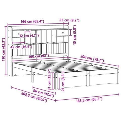 VidaXL Regał Ramy Łóżka Z zagłówkiem 2 pcs Woskowy Brąz 200 x 160 cm