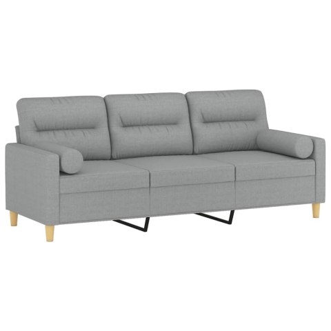VidaXL 3-osobowa sofa z poduszkami, jasnoszara, 180 cm, tkanina