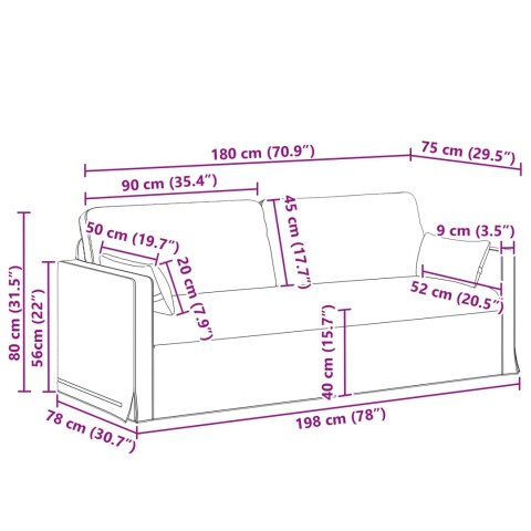 VidaXL Sofa Ciemnoszary 198 x 78 x 80 cm Metal