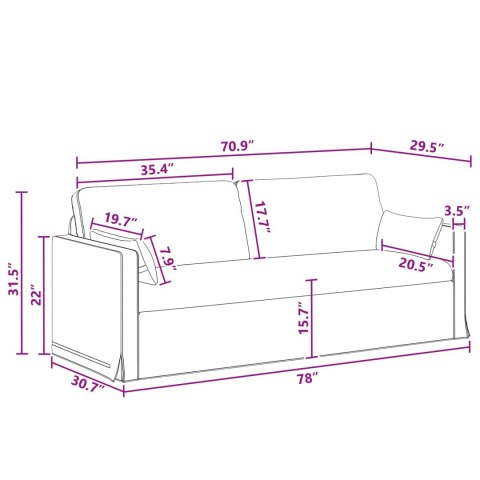 VidaXL Sofa Ciemnoszary 198 x 78 x 80 cm Metal