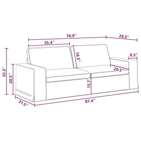 VidaXL Sofa Ciemnoszary 222 x 80 x 82 cm Metal
