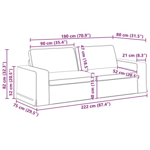 VidaXL Sofa Czarny 222 x 80 x 82 cm Metal