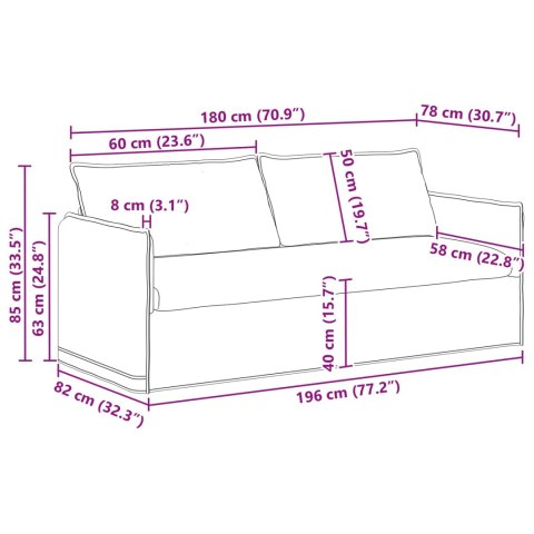VidaXL Sofa Kremowy 195 x 82 x 85 cm Metal