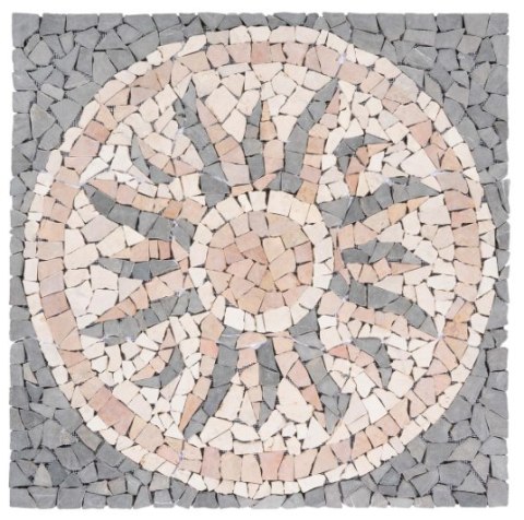 Mozaika marmurowa Rosone Sonne 90x90 cm szara kremowa różowa