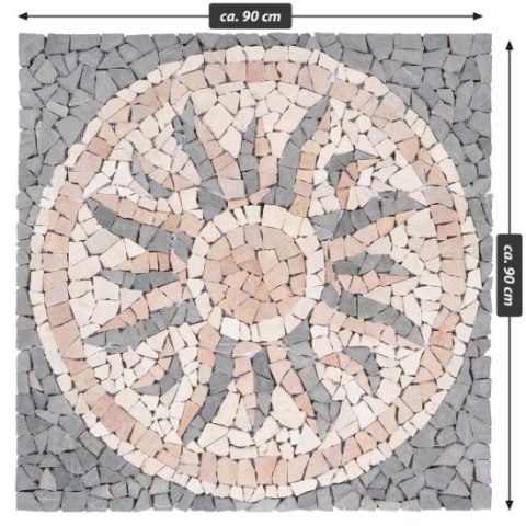 Mozaika marmurowa Rosone Sonne 90x90 cm szara kremowa różowa