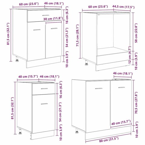 Zestaw szafek kuchennych z szufladą Lyon 8 pcs Szary Sonoma