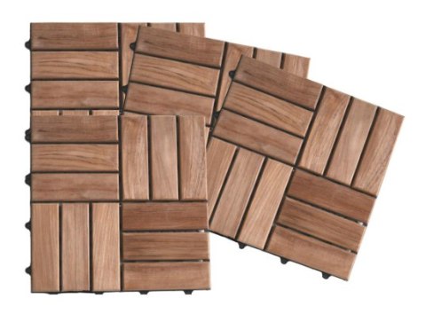 Płytki drewniane teak 30x30 cm na balkon i taras, 22 sztuki