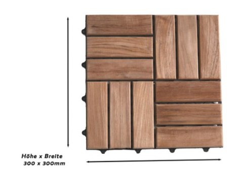 Płytki drewniane teak 30x30 cm na balkon i taras, 22 sztuki