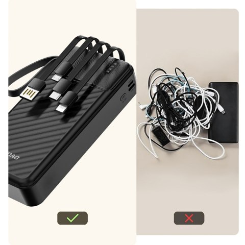 Powerbank K11 Pro 20000mAh z wbudowanymi kablami - czarny