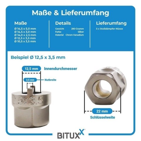 Zestaw nasadek do amortyzatorów i łożysk kolumn - narzędzia 5-cz. BITUXX do samochodów osobowych