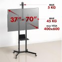 MACLEAN STAND / WÓZEK DO TV, PÓŁKA NA KAMERĘ, NA KÓŁKACH, 37-70", MAX. OBCIĄŻENIE 45KG/5KG PÓŁKA, MAX. VESA 600X400 MC-113 B