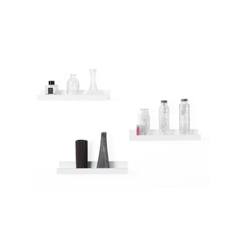 Białe półki ścienne MDF 3 szt. 38x10x5 cm, wysoki połysk