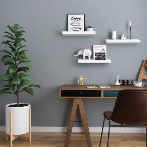 Białe półki ścienne MDF 3 szt. 38x10x5 cm, wysoki połysk